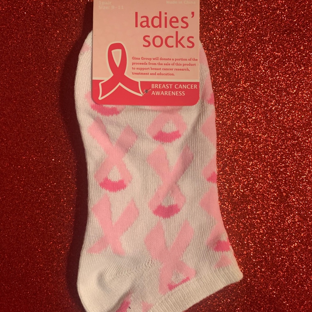 Breast Cancer Awareness Pink Ribbon Socks